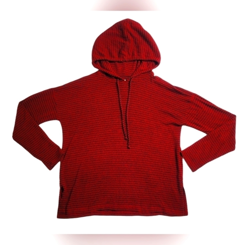 Lucky Brand Red Black Striped Hoodie Size Small